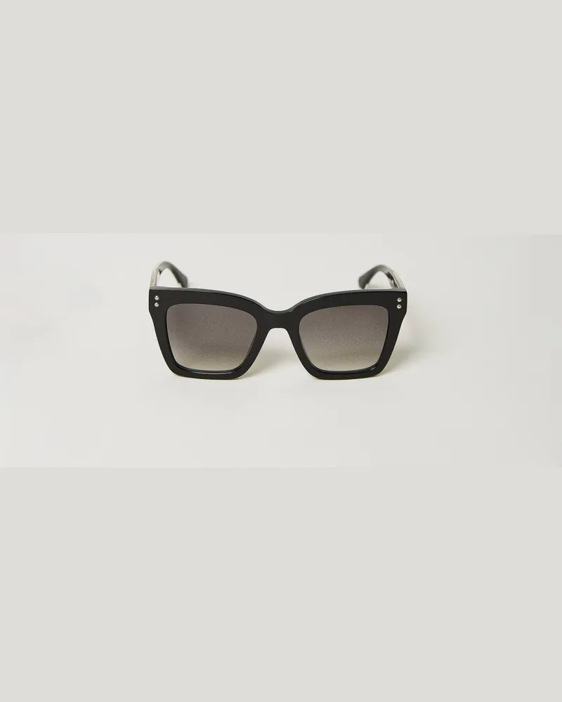 Twin-Set Karree-Sonnenbrille mit Nieten, Damen, Shiny Black Shiny
