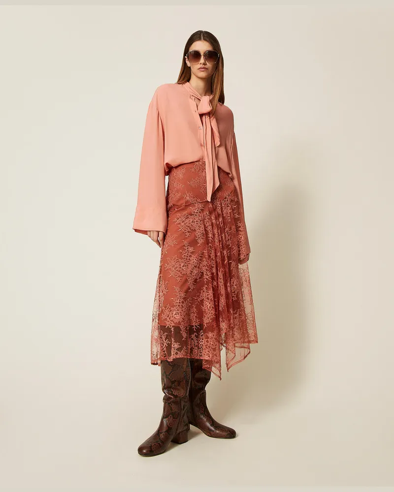 Twin-Set Röcke - Maxi-Rock aus Spitze, Rostbraun, Größe: 46 