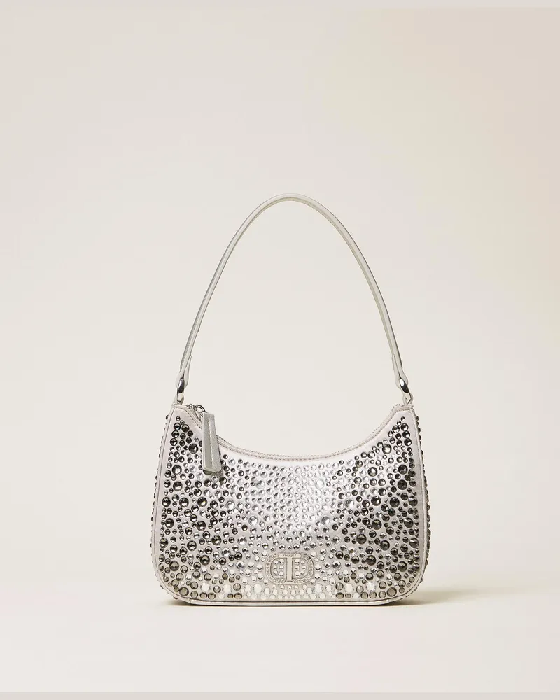Twin-Set Taschen - Hobo-Bag mit Strass, Silber, Einheitsgröße 