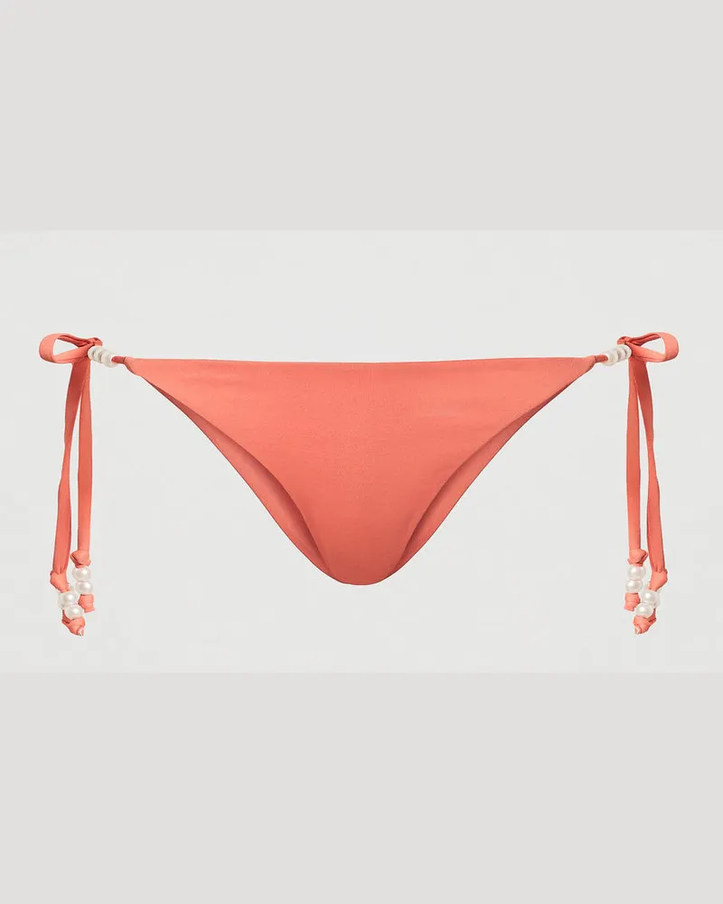 Twin-Set Bademode - Brazilian-Bikinihose mit Perlen, Coral Sunset, Größe Coral