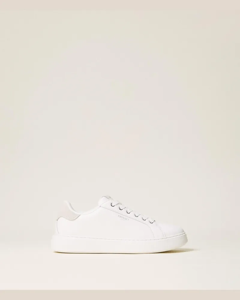 Twin-Set Sneaker aus Leder, Damen, Weiß Weiß