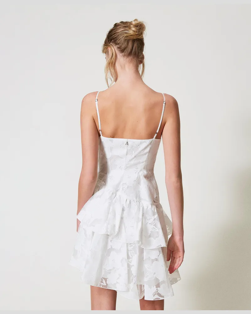 Actitude by Twinset Kleider - Minikleid aus Fil-Coupé-Organza, "Papers"-Weiß, Mit Blumen, Größe Papers-weiß