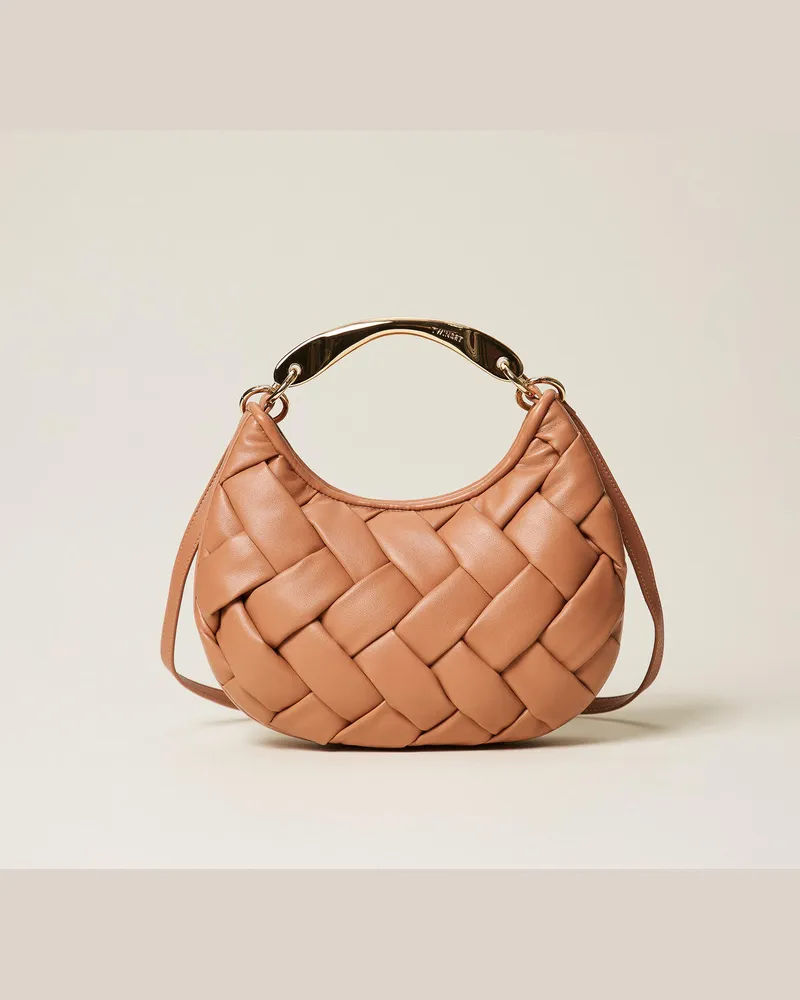 Twin-Set Taschen - Handgeflochtene Tasche „Croissant", "Mocha Mousse"-Braun, Einheitsgröße Mocha