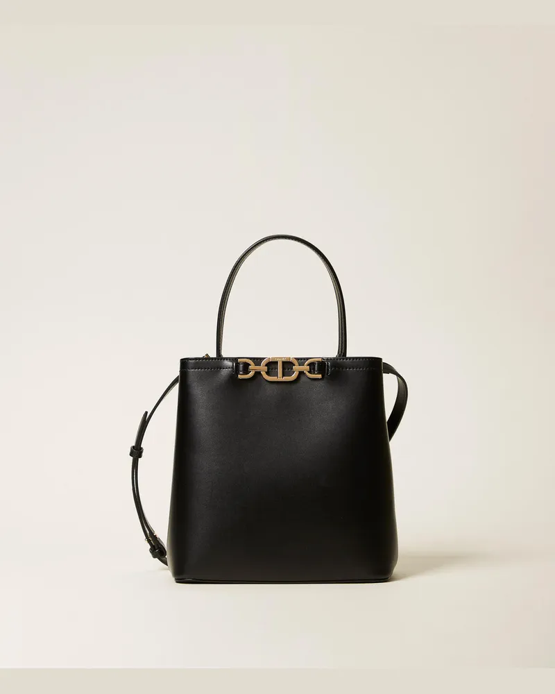 Twin-Set Taschen - Kleine Tasche „First Class" mit „Oval T"-Ziertrense, Schwarz, Einheitsgröße Schwarz