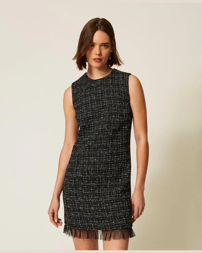 Twin-Set Kurzes Bouclé-Kleid aus Plumetis-Tüll Bouclé
