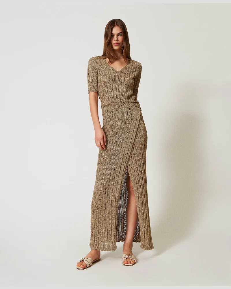 Twin-Set Röcke - Maxistrickrock mit Lurex, Golden Green Lurex, Größe Golden