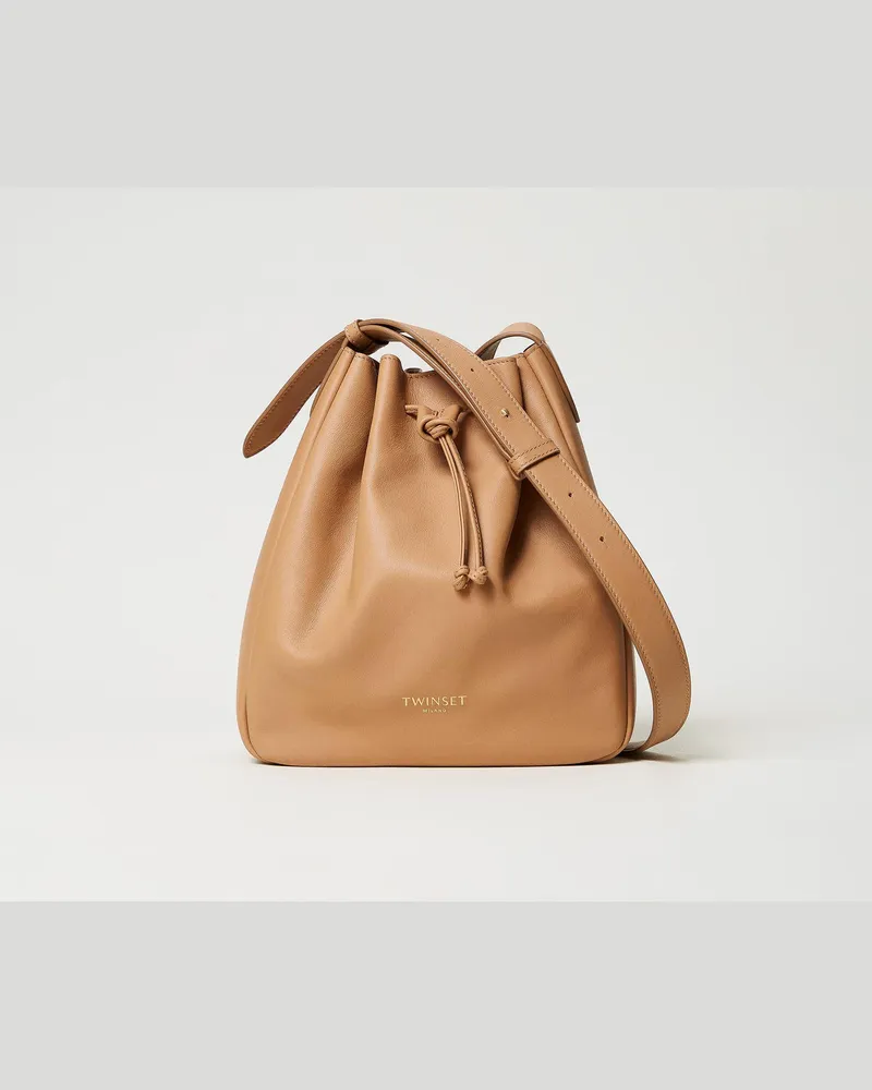 Twin-Set Taschen - Beuteltasche „Forever" aus Leder, Camel, Einheitsgröße Camel