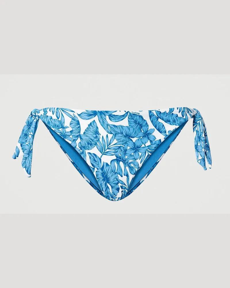 Twin-Set Bademode - Bikinitanga mit Blattprint, Palmenprint „Granada Sky"-Blau, Größe: V 