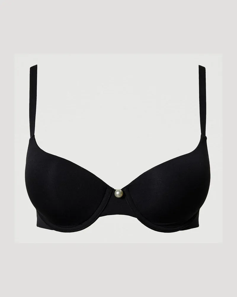 Twin-Set Unterwäsche - Push-up-BH aus Charmeuse, Schwarz, Größe: 1-D 