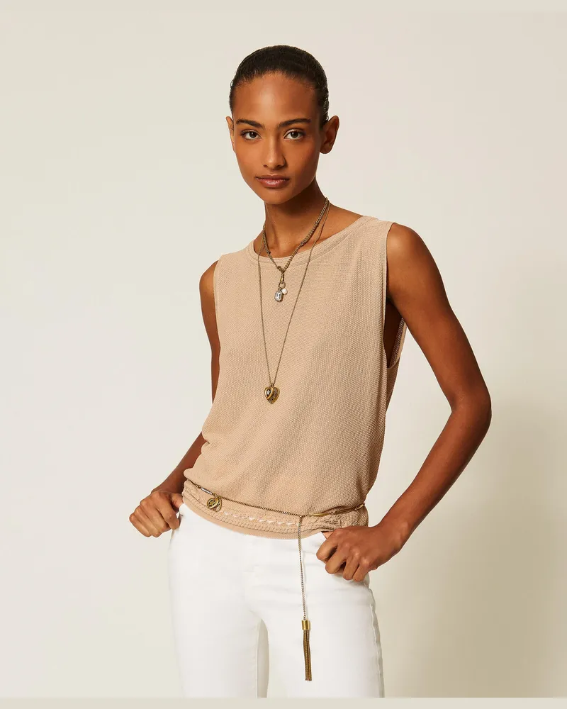 Twin-Set Stricktop mit Fransen 