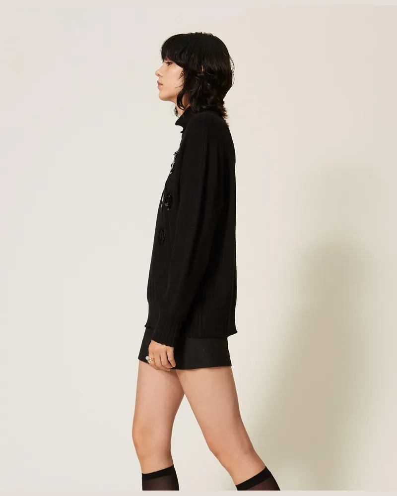 Actitude by Twinset Rollkragenpullover mit aufgestickten Pailletten Schwarz