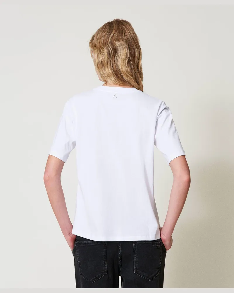 Actitude by Twinset T-Shirts - T-Shirt im Regular-Fit mit Print, "Papers"-Weiß, Baumwolle, Größe Papers-weiß