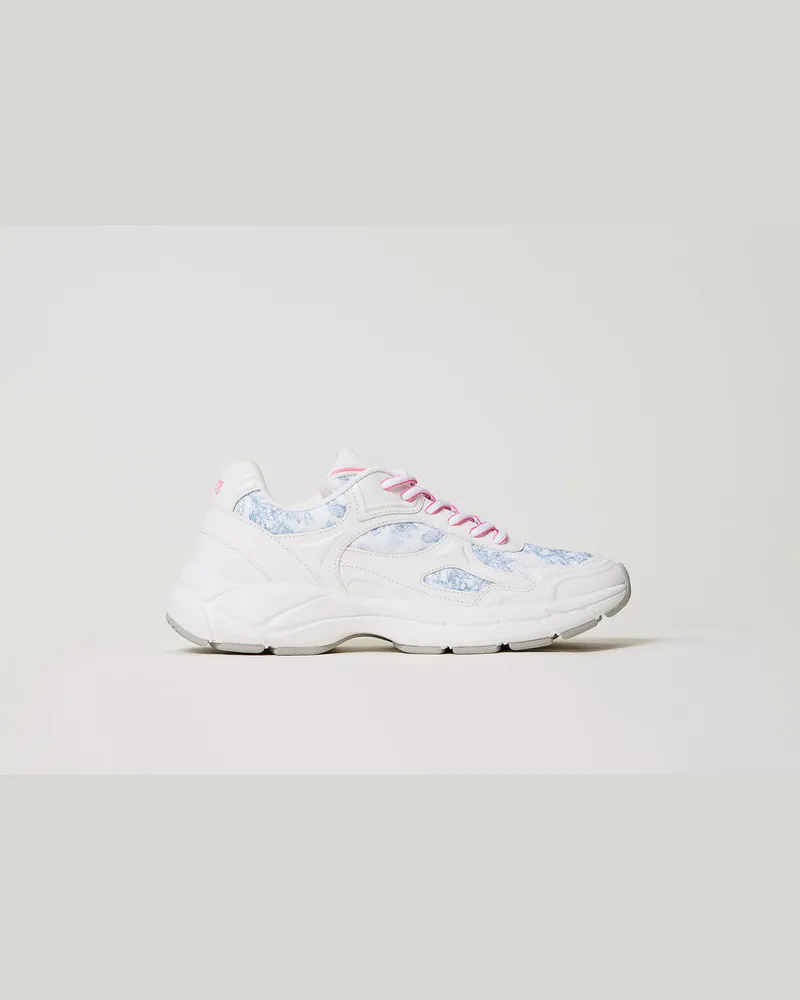 Actitude by Twinset Schuhe - MYFO Sneaker im Laufschuhstil mit Einsätzen, Japanese Toile De Jouy, Mit Blumen, Größe Japanese