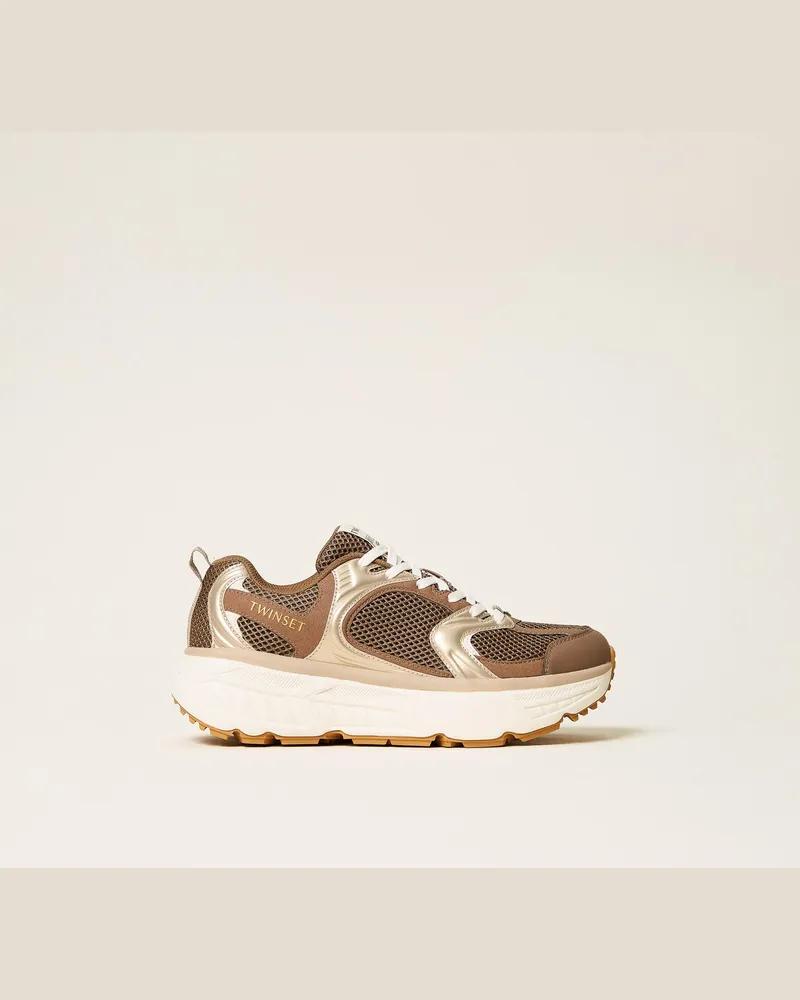 Twin-Set Fessura Sneaker im Laufschuhstil Khaki