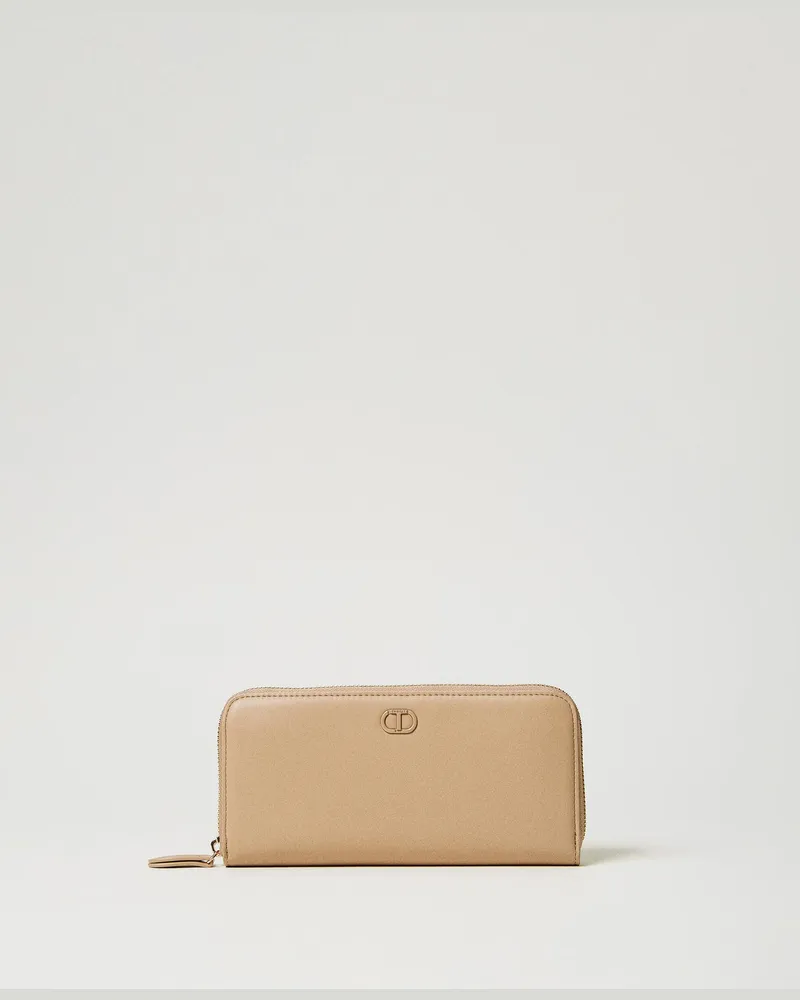 Twin-Set Accessoires - Portemonnaie mit Oval T, "Rope"-Beige, Einheitsgröße Rope-beige
