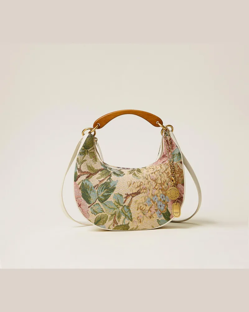 Twin-Set Tasche 'Croissant' aus Jacquard mit Charms Gobelin-jacquard