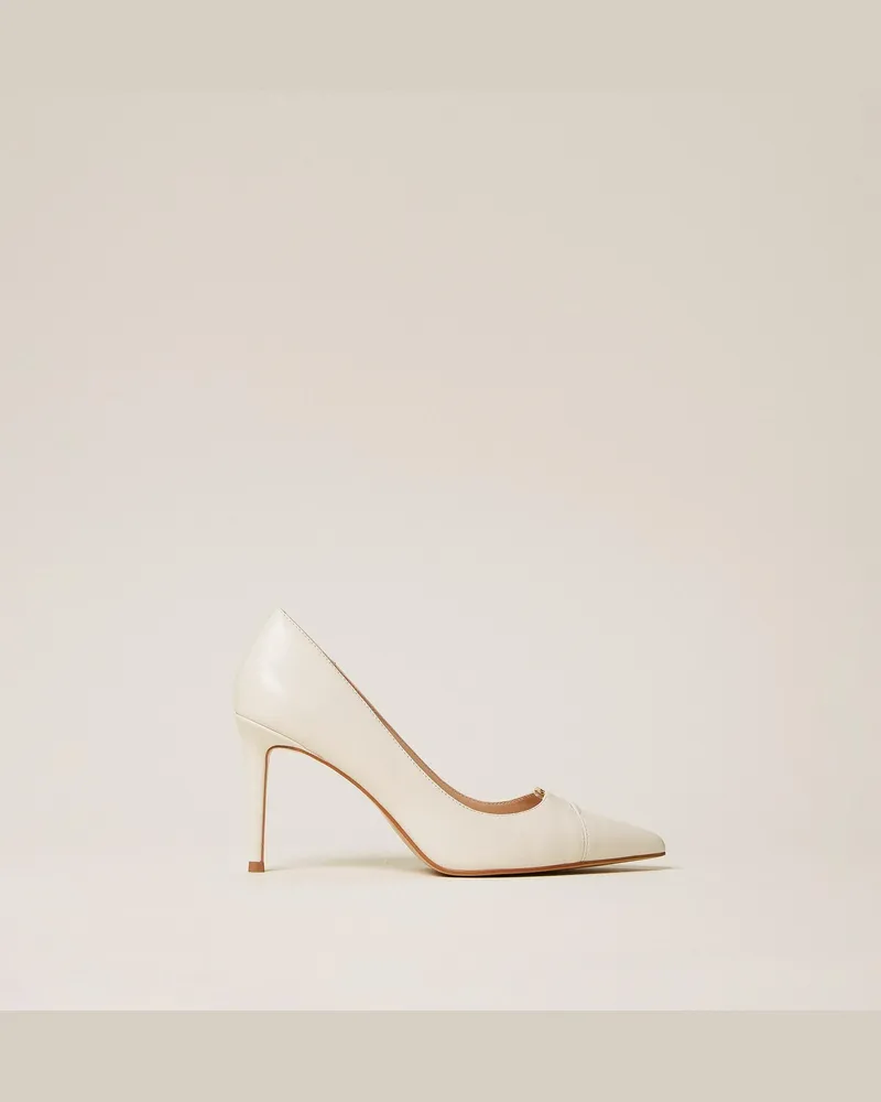 Twin-Set Hohe Pumps aus Leder, Damen, Lilie Lilie