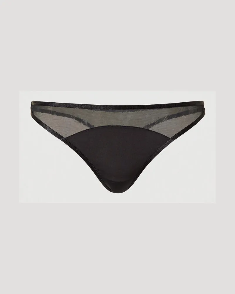 Twin-Set Unterwäsche - Tanga mit Tüll, Schwarz, Größe: IV 