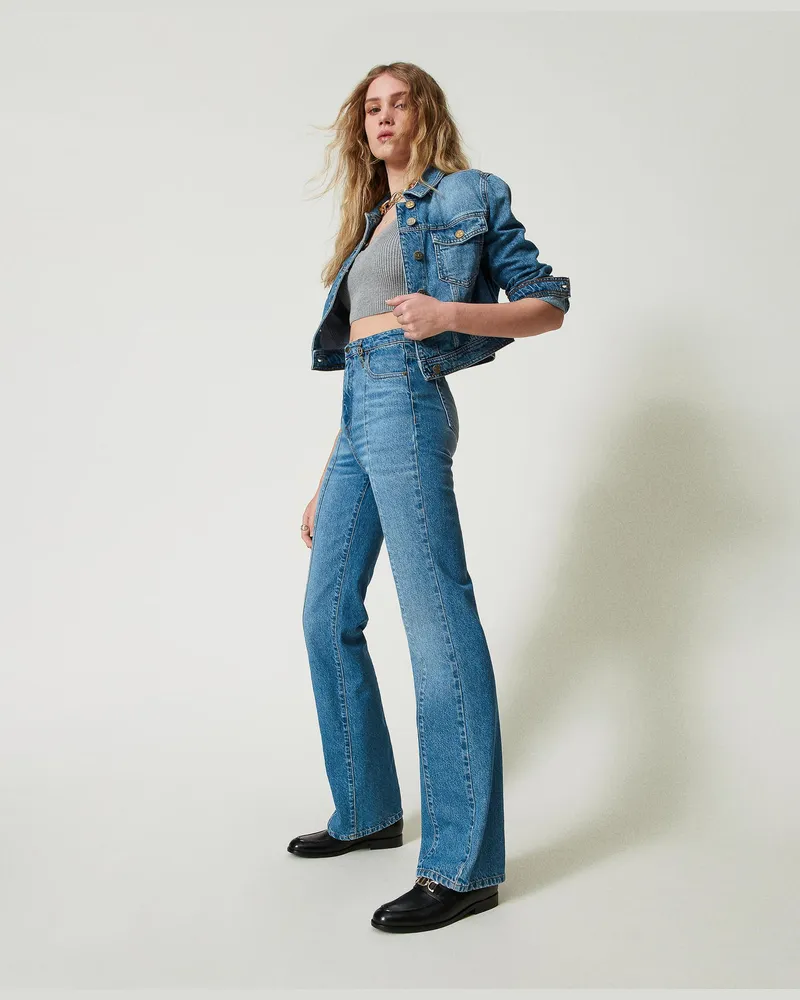 Twin-Set Flare-Jeans mit fünf Taschen, Denim, Größe: 33 