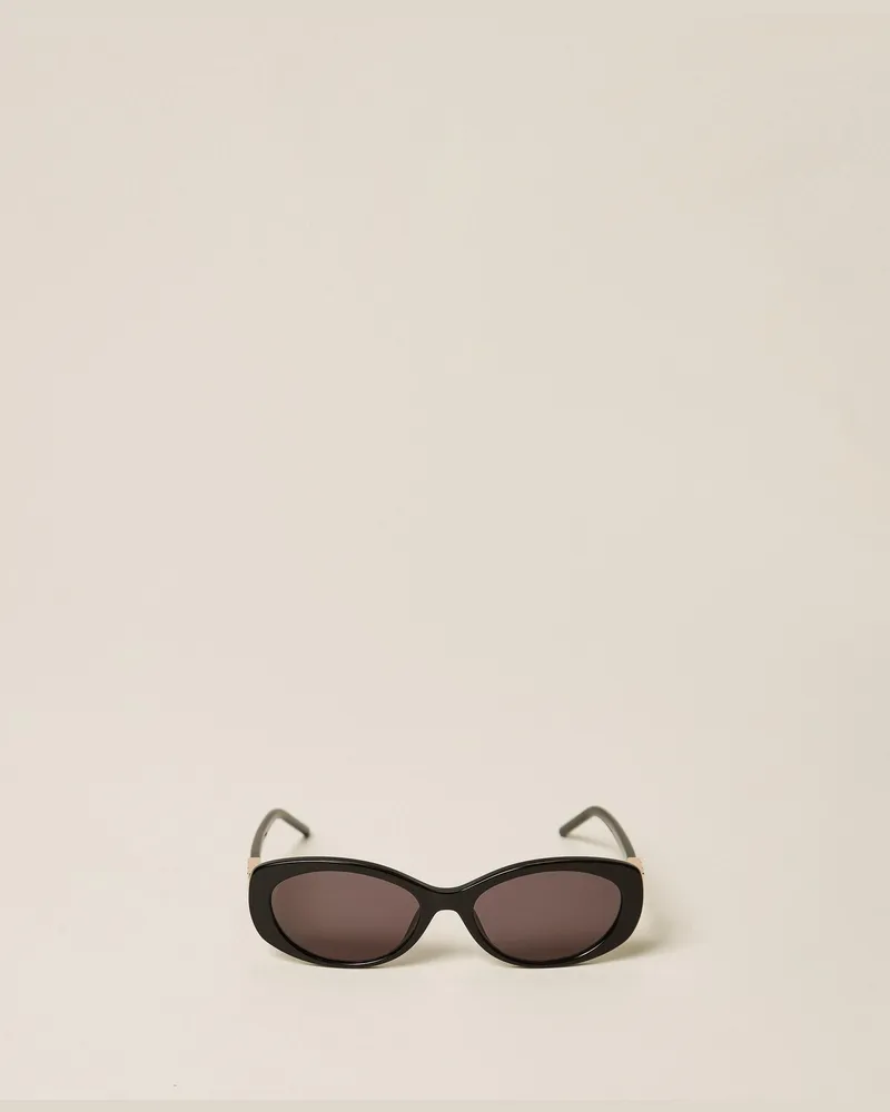 Twin-Set Ovale Sonnenbrille aus Acetat, Damen, Shiny Black Shiny