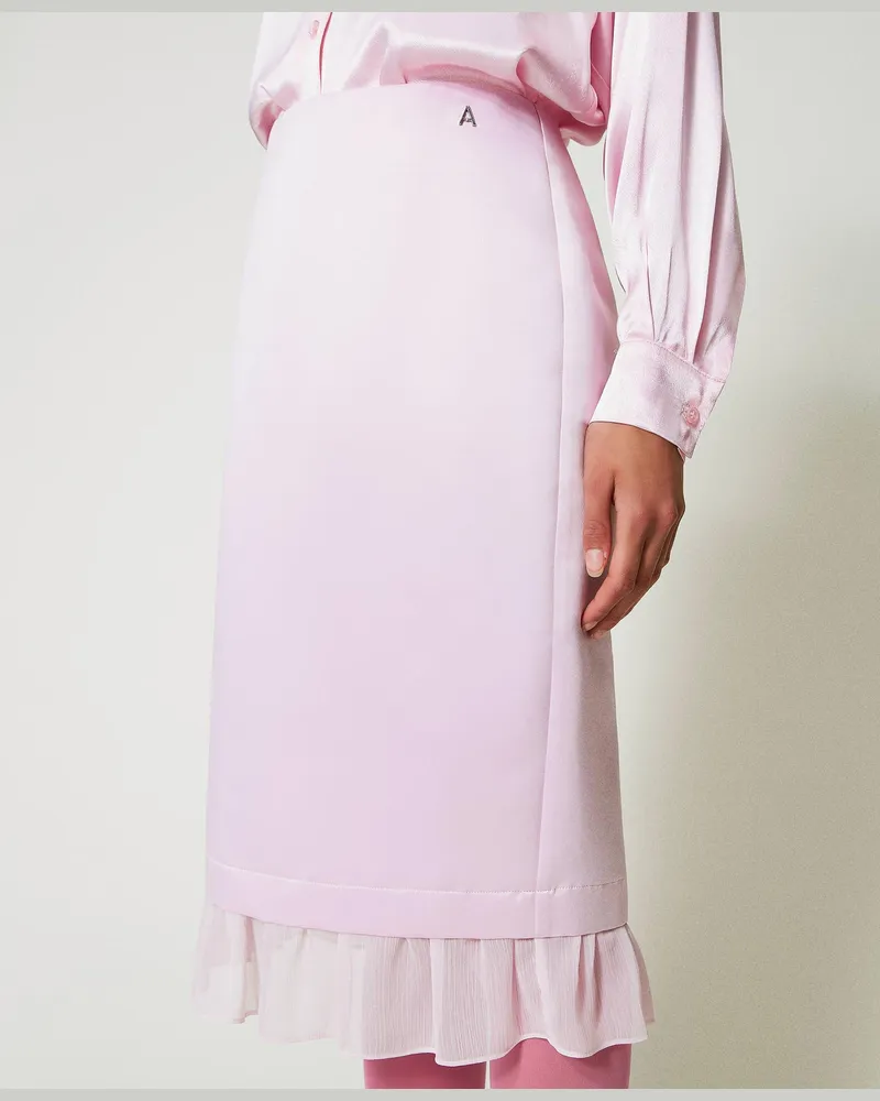 Actitude by Twinset Röcke - Midirock aus Duchesse, „Pink Tulle"-Rosa, Größe: M 