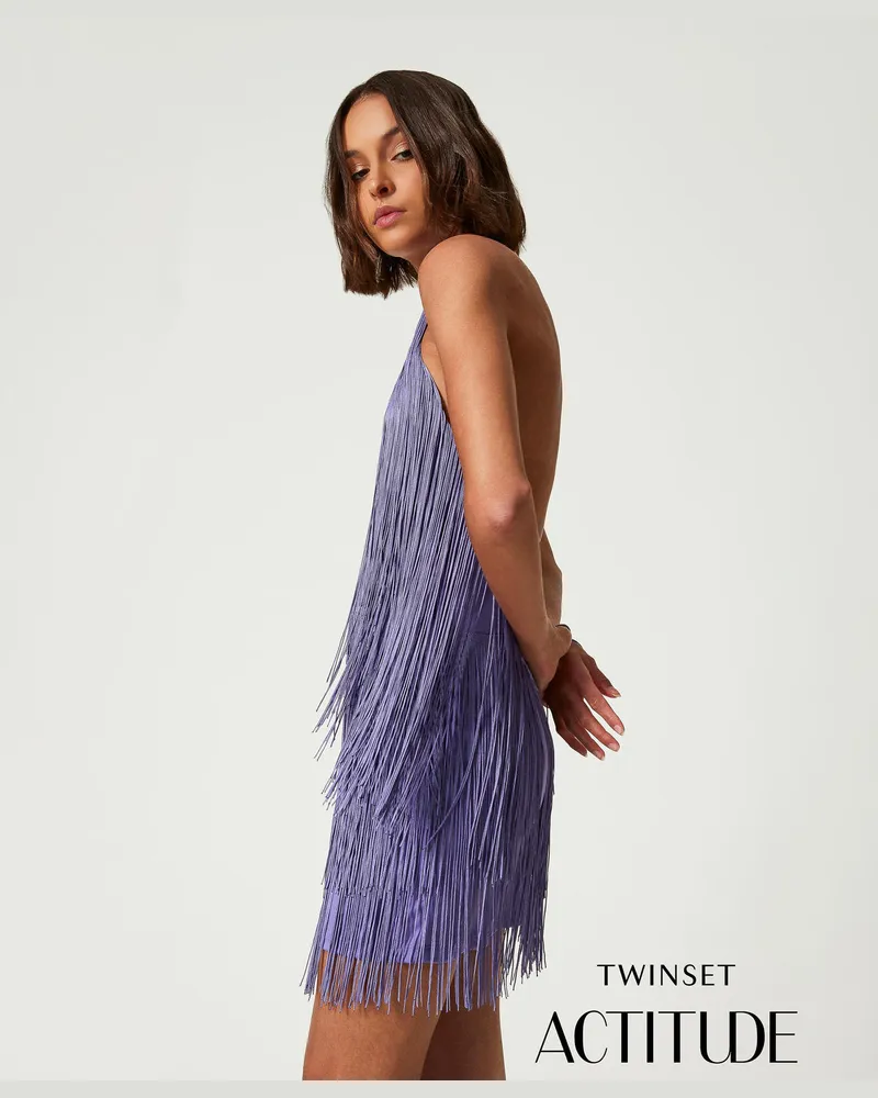 Twin-Set Kleider - MYFO Minikleid mit Fransen, Blasslila, Größe Blasslila