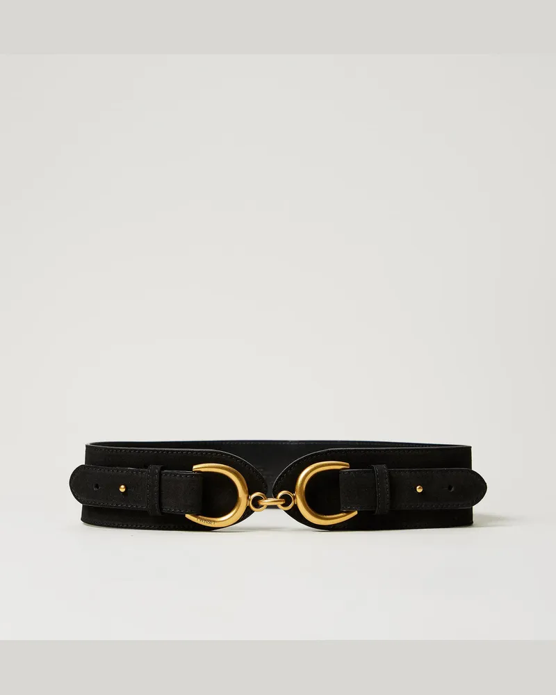 Twin-Set Accessoires - Ledergürtel mit Ziertrense, Schwarz, Größe Schwarz
