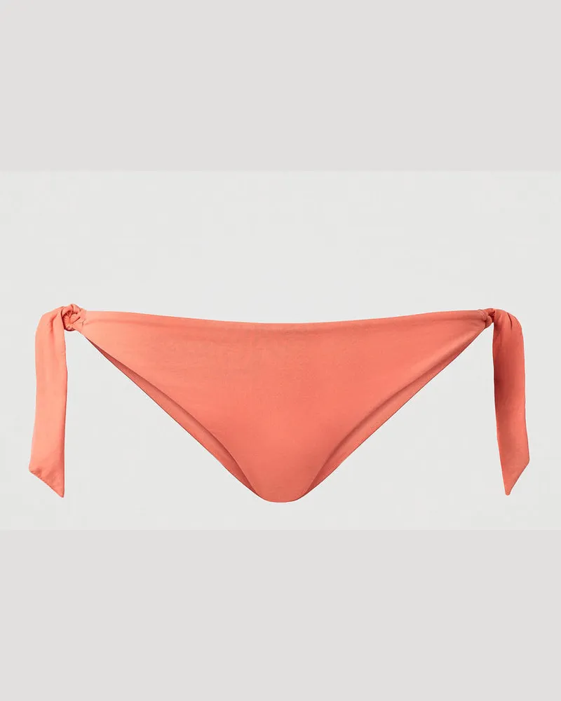 Twin-Set Bademode - Brazilian-Bikinihose mit Schleifen, Stickerei Coral Sunset / Almond Beige, Größe Stickerei