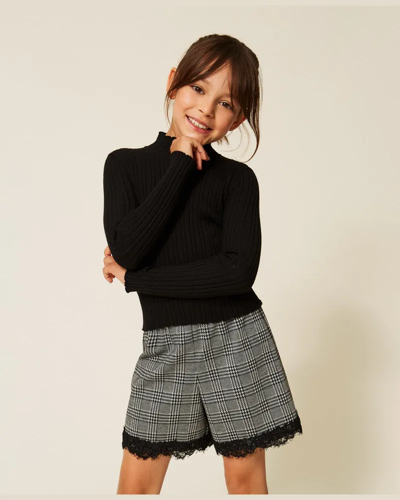 Twin-Set Gerippter Stehkragenpullover 