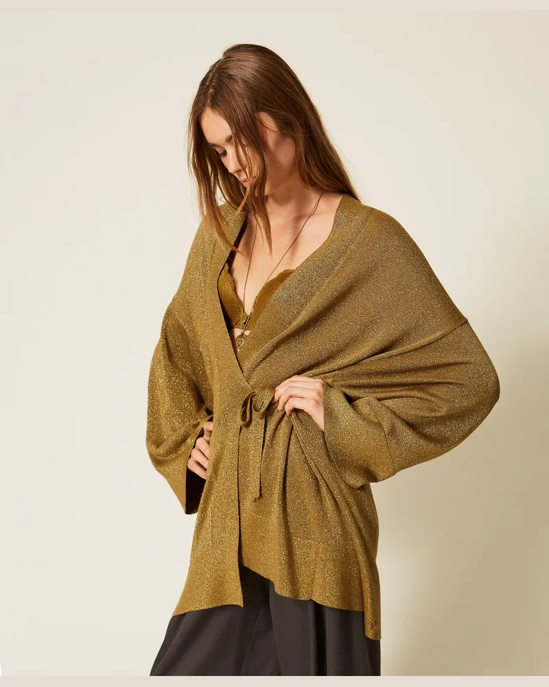 Twin-Set Strick-Kimono-Cardigan mit Lurex 