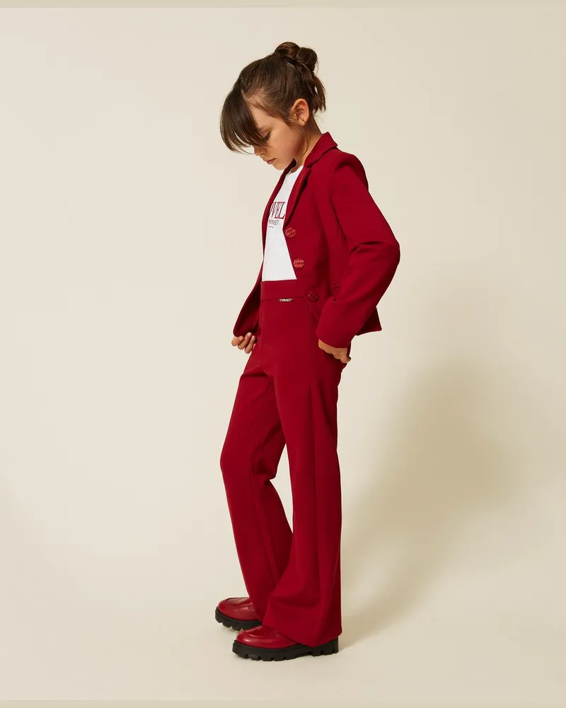 Twin-Set Flared-Hose mit Reißverschluss, Damen, Red Ruby Red