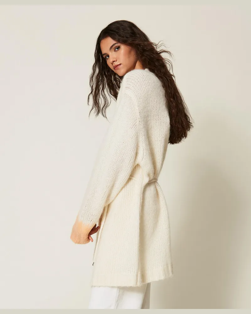 Actitude by Twinset Zweifarbiger Myfo Cardigan aus Wollmischung Weiß