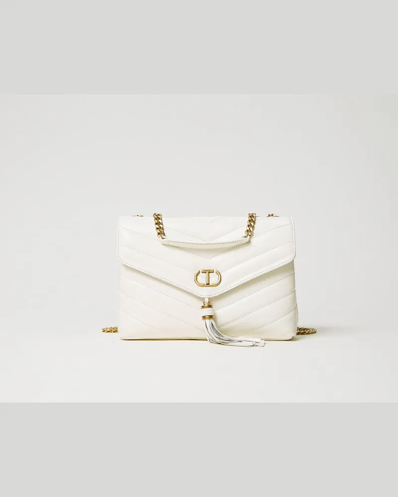 Twin-Set Taschen - Umhängetasche „Dreamy" aus Leder, Weiß Schnee, Einheitsgröße 