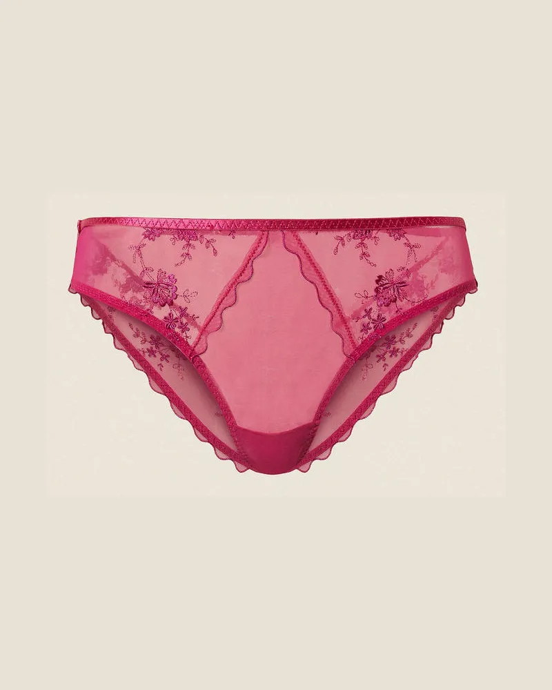 Twin-Set Unterwäsche - Slip aus floralem Tüll, Fuchsia Festival, Größe Fuchsia