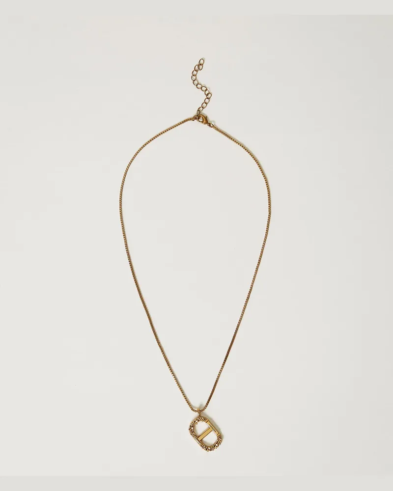 Twin-Set Accessoires - Halskette mit floralem Oval T, Helles Messing, Einheitsgröße Helles