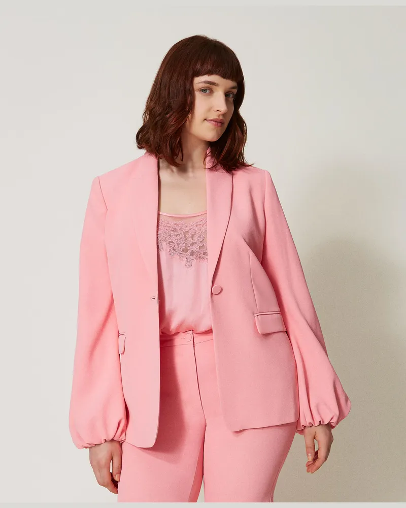 Twin-Set Jacken und Outerwear - Kreppjacke mit Raffärmeln, Peach, Größe Peach