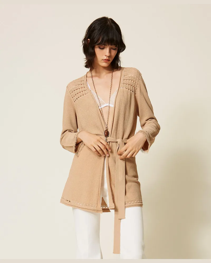 Twin-Set Strick-Cardigan mit Zopfmuster 