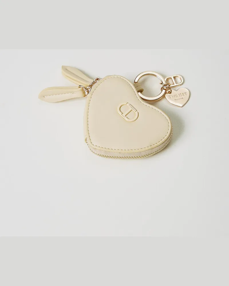 Twin-Set Accessoires - Münztäschchen in Herzform mit Logo, Vanilla, Einheitsgröße Vanilla