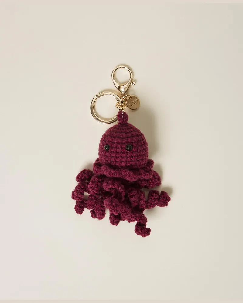 Twin-Set Accessoires - Schlüsselanhänger in Oktopusform im Häkeldessin, Dusty Rot "Magenta", Einheitsgröße Dusty