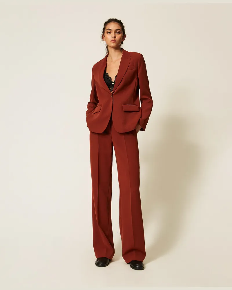 Twin-Set Palazzohose aus Crêpe Cherry