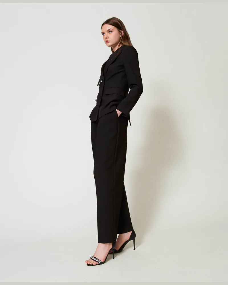 Actitude by Twinset Hosen - Palazzohose mit Falten, Schwarz, Größe Schwarz