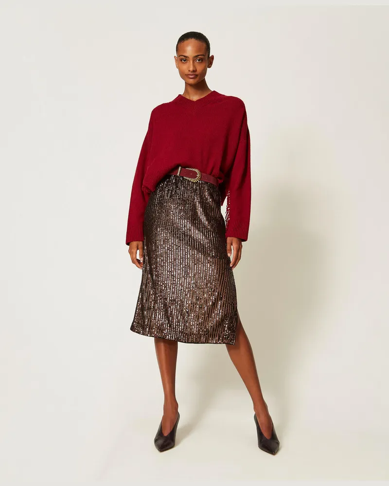 Twin-Set Midirock aus Pailletten Sequins