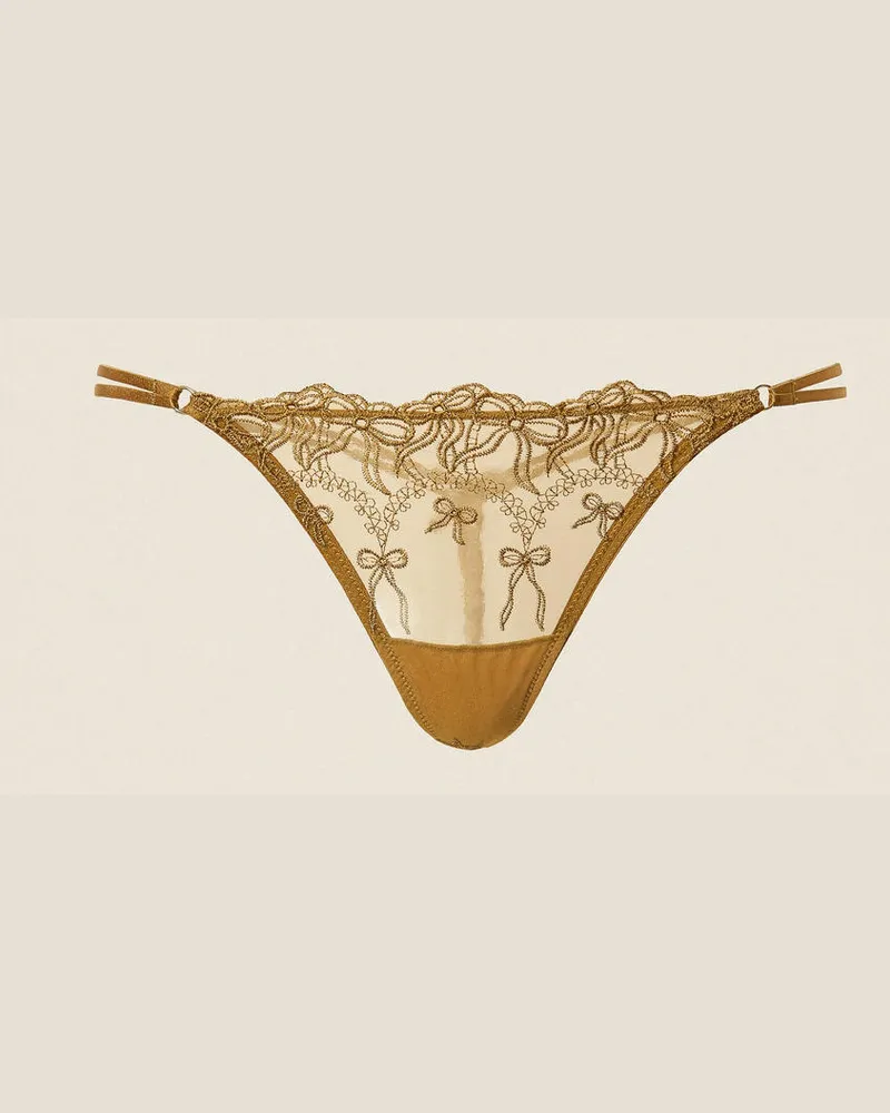 Twin-Set Tanga aus Tüll mit aufgestickten Schleifen Shiny