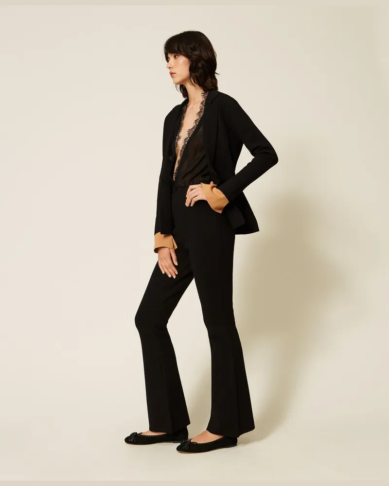 Actitude by Twinset Strickhose in Flared-Fit Schwarz
