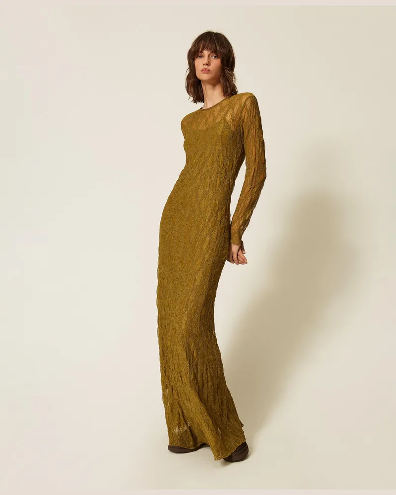 Twin-Set Maxikleid aus Stretch-Spitze Shiny
