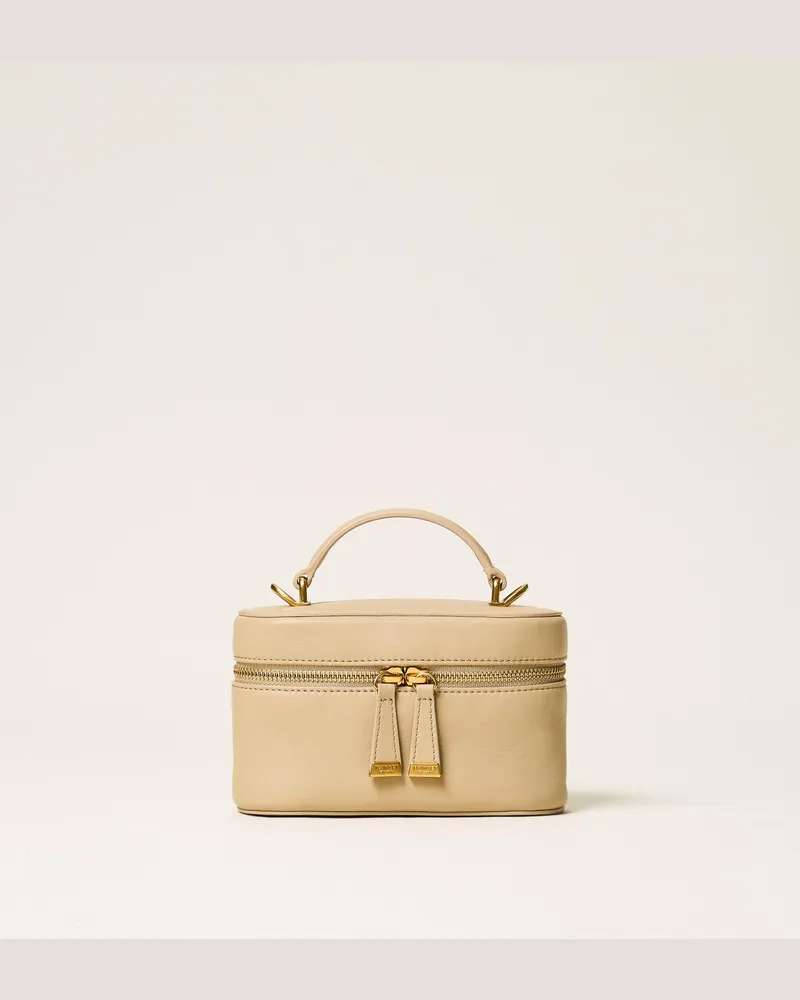 Twin-Set Umhängetasche aus Leder, Damen, Khaki Khaki