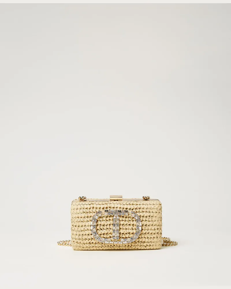 Twin-Set Taschen - Clutch aus Stroh mit Oval T, Einheitsgröße 