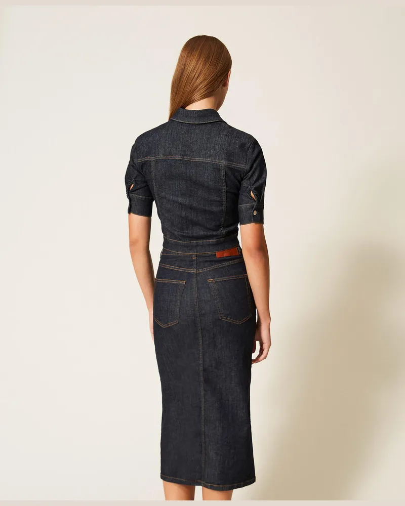 Actitude by Twinset Röcke - Midi-Jeansrock, Rinse-Denim, Größe Rinse-denim