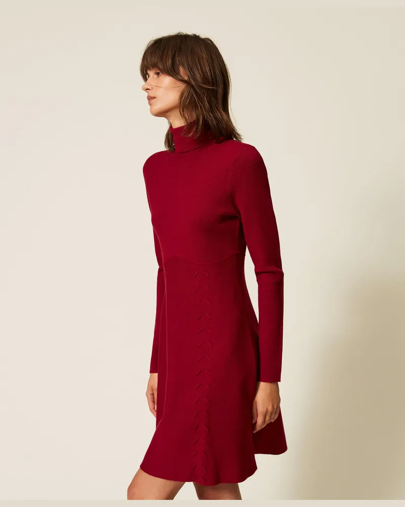 Actitude by Twinset Kurzes Strickkleid mit Stehkragen Rhabarberrot