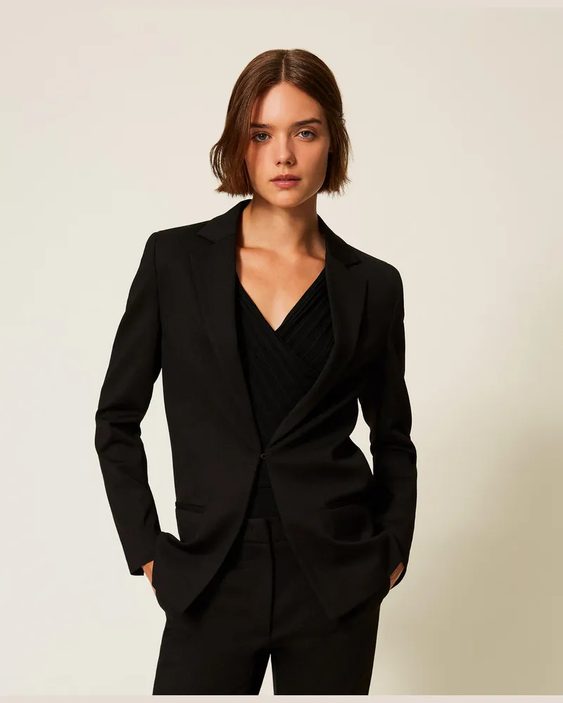 Twin-Set Jacken und Outerwear - Slim-Fit-Blazer mit Taschen, Schwarz, Größe Schwarz